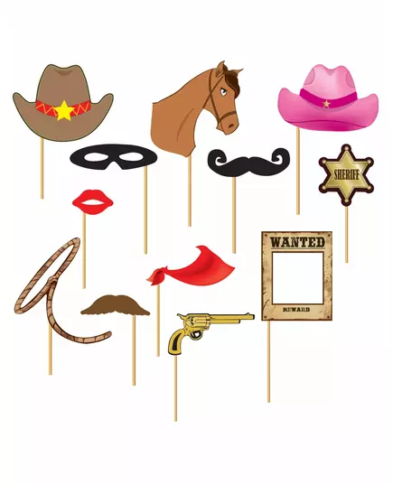Cowboy photobooth set 12 stuks