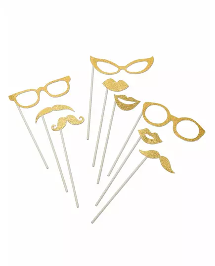 Goudkleurige photobooth set met glitters