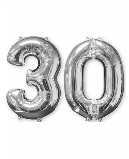 Lot de 2 ballons aluminium 66 cm chiffre argent 30