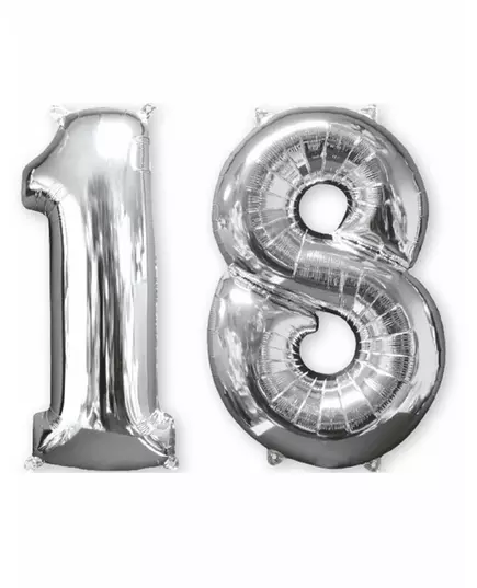 Lot de 2 ballons aluminium chiffre argent 18