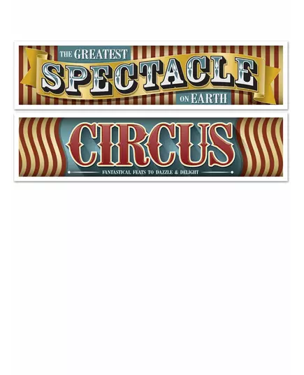 2 Banderoles Cirque Vintage 38 cm x 1,5 m