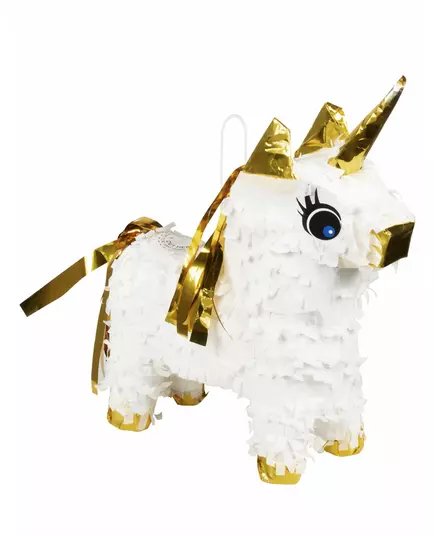 Mini wit en gouden eenhoorn piñata 21 x 17 cm