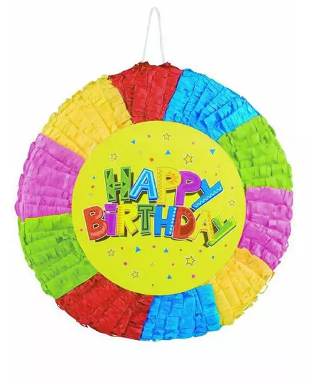 Piñata ronde multicolore Happy Birthday 40 cm