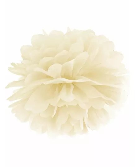 Pompon à suspendre en papier crème 35 cm