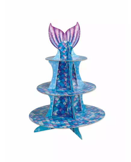 Paarse en blauwe zeemeermin cupcake standaard