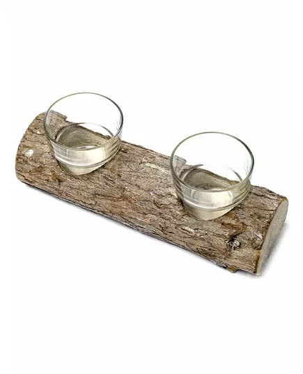 Bougeoir rondin de bois 21 cm