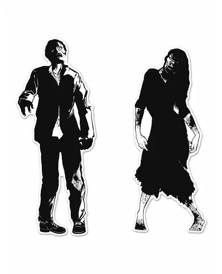 2 Silhouettes en carton zombies 86 x 91 cm