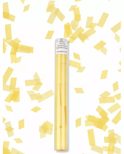Gele rechthoekige confetti kanon