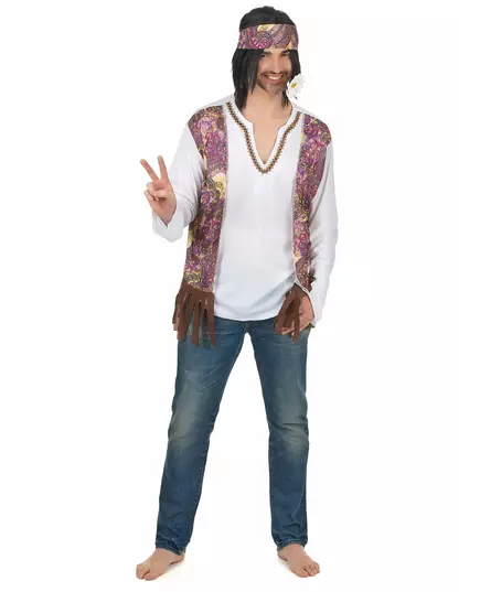 Déguisement hippie à franges homme, Taille: Medium/Large