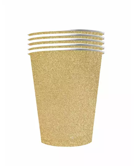 10 Gobelets américains scintillants carton recyclable or 53 cl