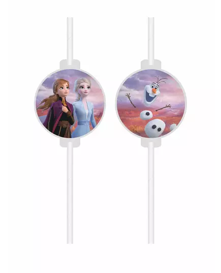 4 Frozen 2™ rietjes met kartonnen afbeelding