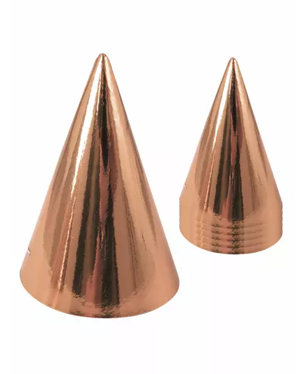 6 Chapeaux de fête en carton rose gold 15 cm