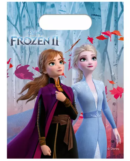 6 Sacs cadeaux en plastique La Reine des Neiges 2™ 23 x 16,5 cm
