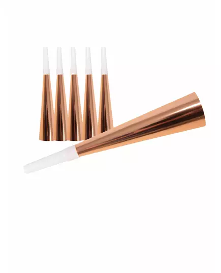 6 Trompettes en carton rose gold 19 cm