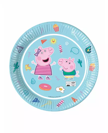 8 Peppa Pig™ borden 23 cm blauw