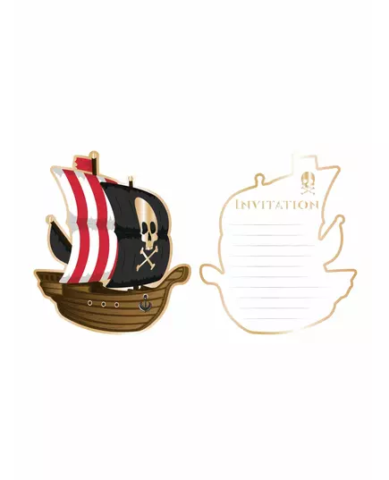 8 Cartes d'invitation bateau pirate 10 x 12 cm