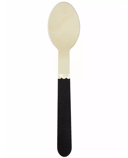 8 Petites cuillères en bois noires 16 cm