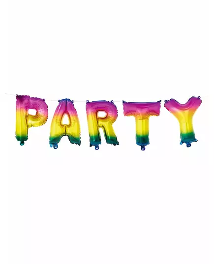 Ballons aluminium lettres Party arc-en-ciel 3 m