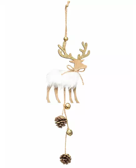 Houten hangdecoratie met rendier 28 cm