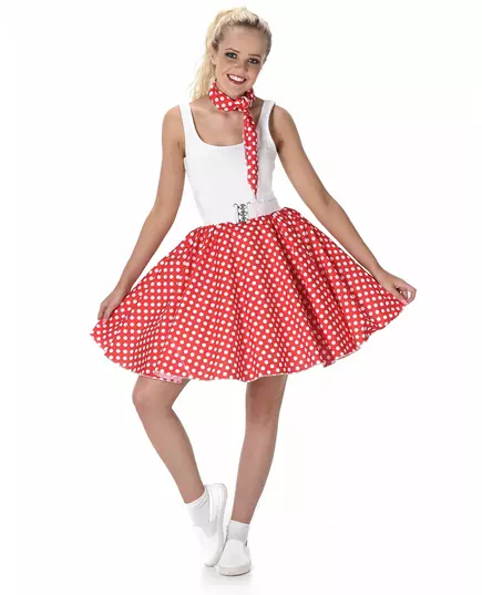 Rood 50's kostuum voor vrouwen, Maat: Medium