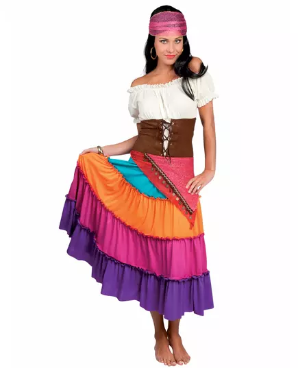 Déguisement bohémienne multicolore femme, Taille: Medium