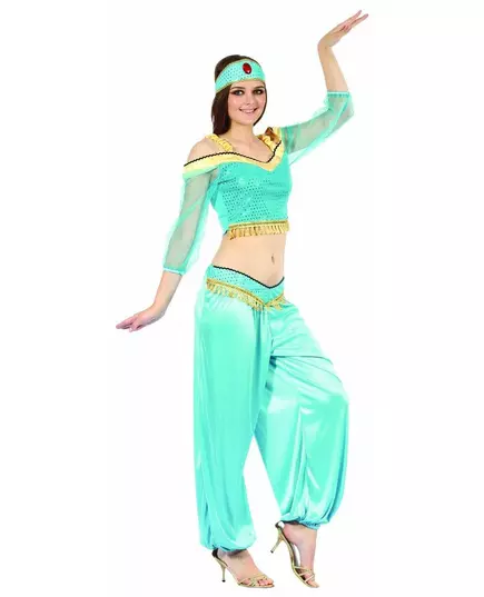 Déguisement danseuse orientale bleue et or femme, Taille: Small