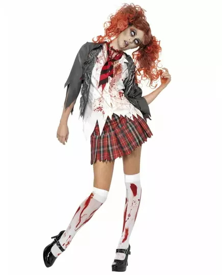 Déguisement écolière zombie Halloween femme, Taille: Small