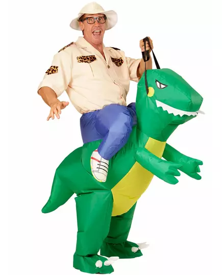 Déguisement explorateur à dos de dinosaure adulte