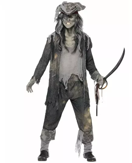 Déguisement fantôme pirate homme Halloween, Taille: Large