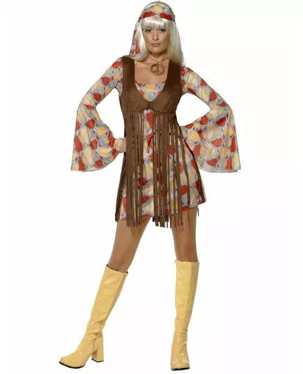 Retro hippie outfit met psychedelische patronen voor vrouwen, Maat: Small
