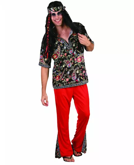 Déguisement hippie rouge homme, Taille: M/L