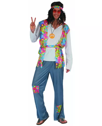 Déguisement hippie effet jean homme, Taille: Medium