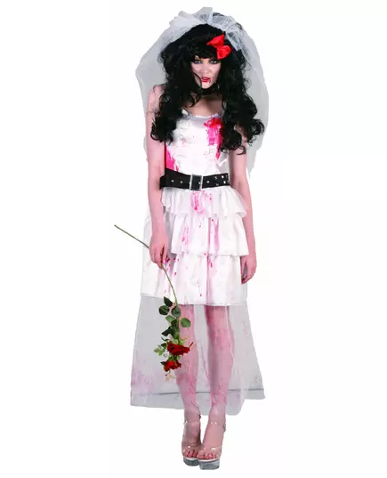 Déguisement mariée zombie femme Halloween, Taille: Small
