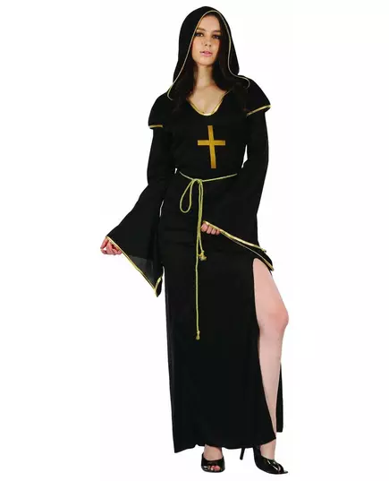 Zwart sexy nonnen kostuum voor vrouwen, Maat: Small