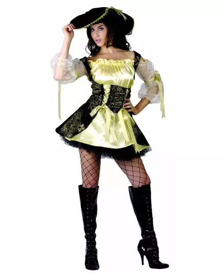 Déguisement pirate jaune femme, Taille: Small