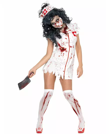 Déguisement zombie infirmière femme Halloween, Taille: Small