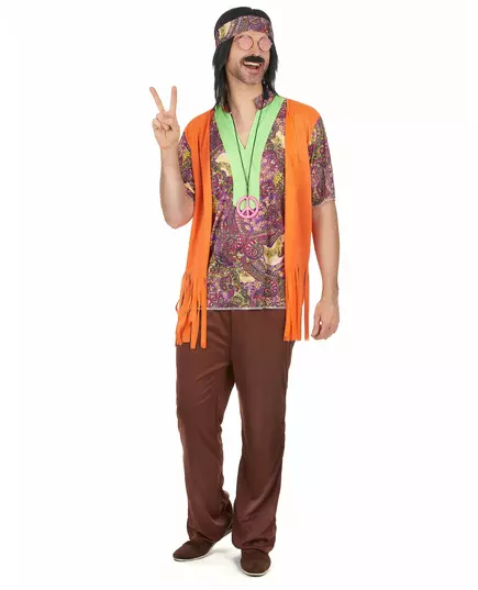 Déguisement hippie rose et marron homme