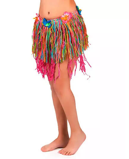 Korte Hawaii rok met bloemen volwassenen