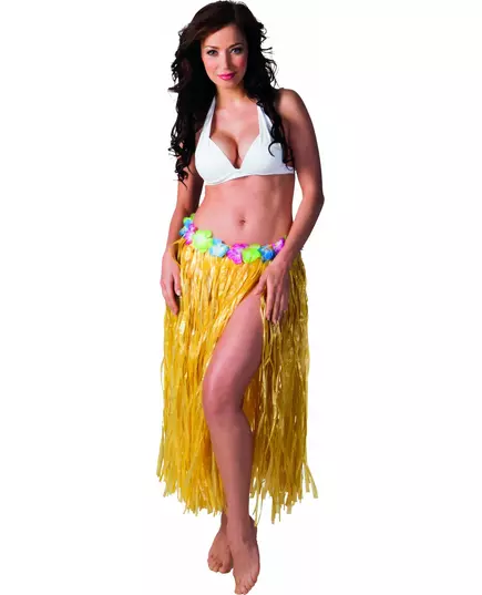 Jupe hawaïenne longue jaune adulte