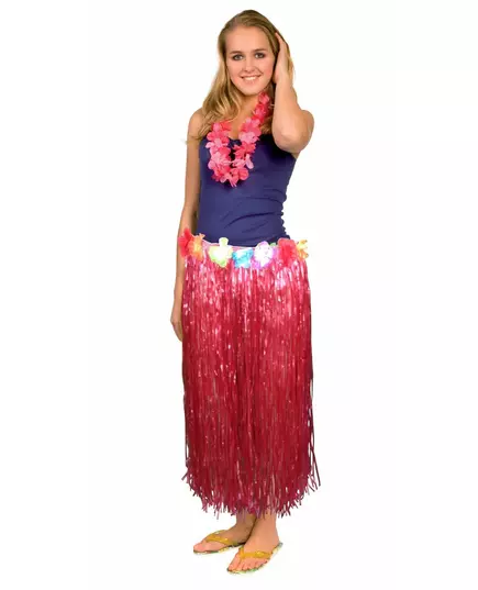 Jupe hawaïenne longue rouge adulte