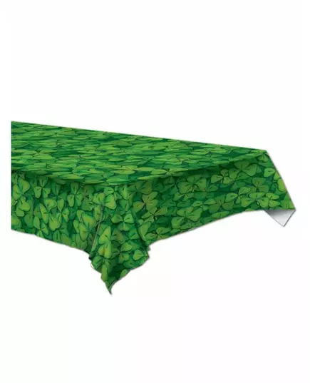 Nappe en plastique verte avec trèfles 137 x 274 cm