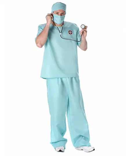 Déguisement et accessoires docteur chirurgien homme bleu, Taille: Small