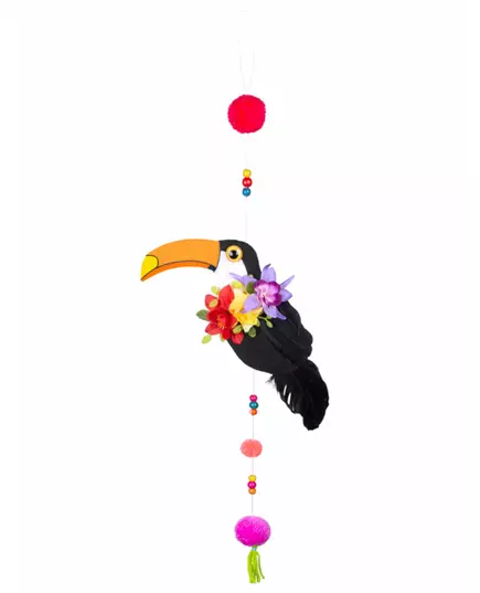 Suspension Toucan à pompons 70 cm