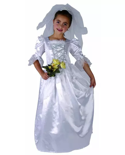 Déguisement mariée fille avec voile, Taille: 4–6 ans (110–120 cm)