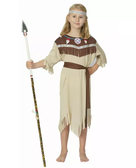 Déguisement indienne beige à franges fille, Taille: 4–6 ans (110–120 cm)