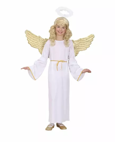 Verkleedkostuum goudkleurige engel voor kinderen, Maat: 5–7 jaar (128 cm)