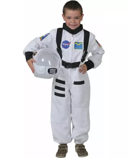 Witte astronaut kostuum voor kinderen, Maat: 4–6 jaar (104 cm)