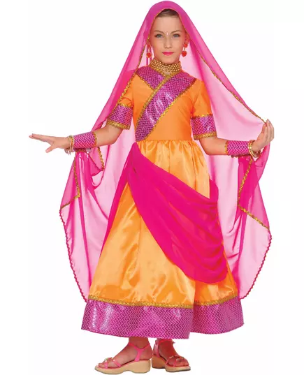 Bollywood prinses kostuum voor meiden, Maat: 3–5 jaar (110 cm)