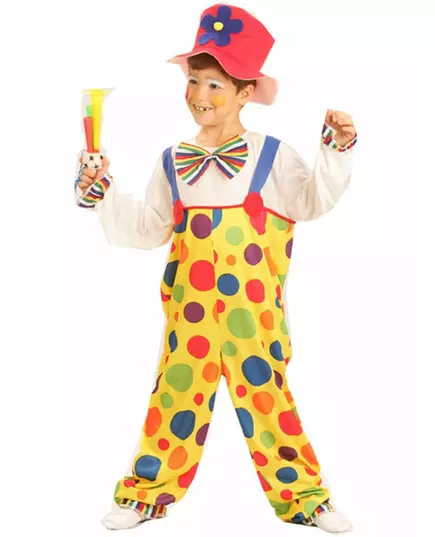 Déguisement clown à pois enfant, Taille: 4–6 ans (110–120 cm)