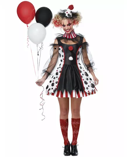 Psycho clown outfit met stippen voor dames, Maat: Large (42/44)